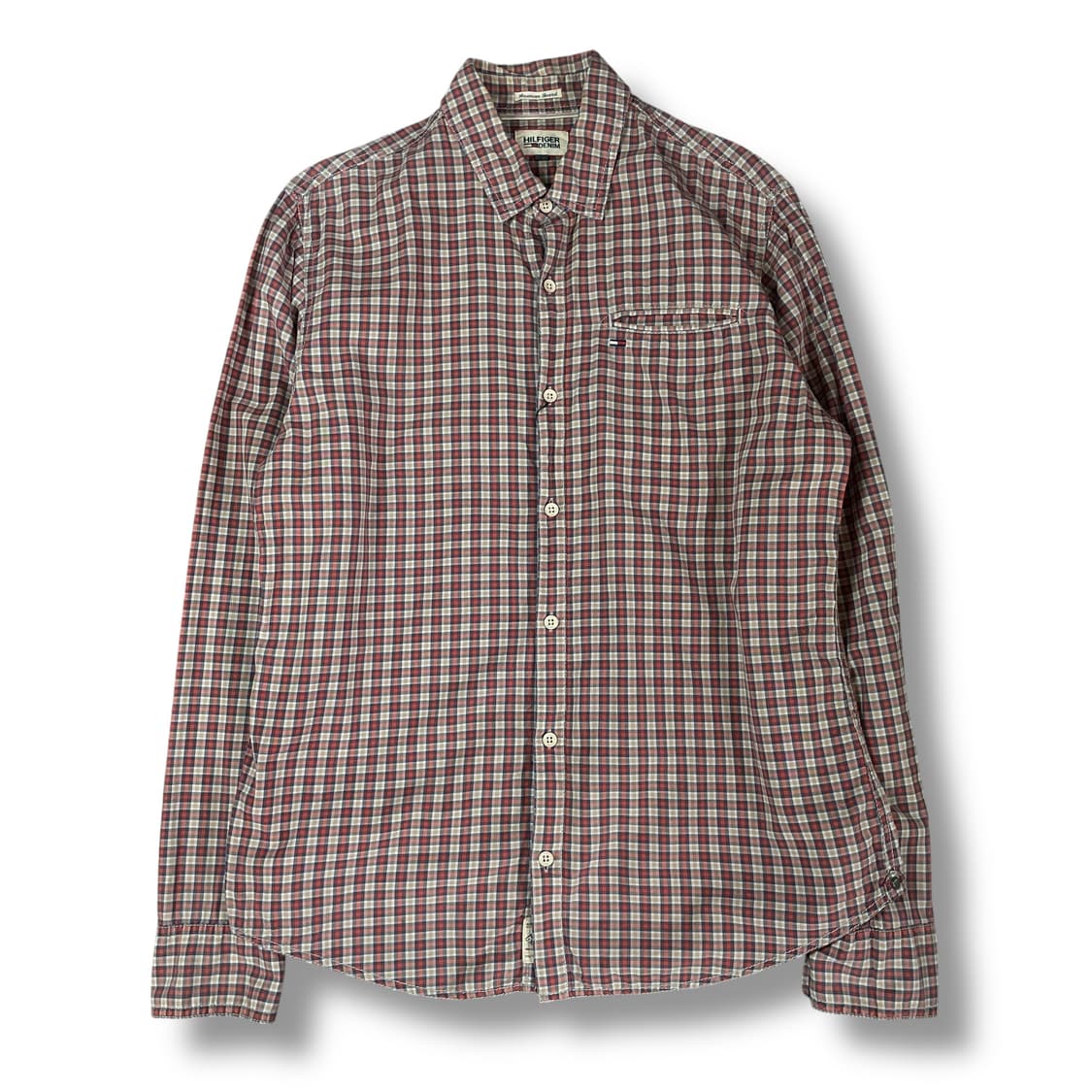 타미힐피거 레드 네이비 체크 긴팔 셔츠 M  상품이미지1