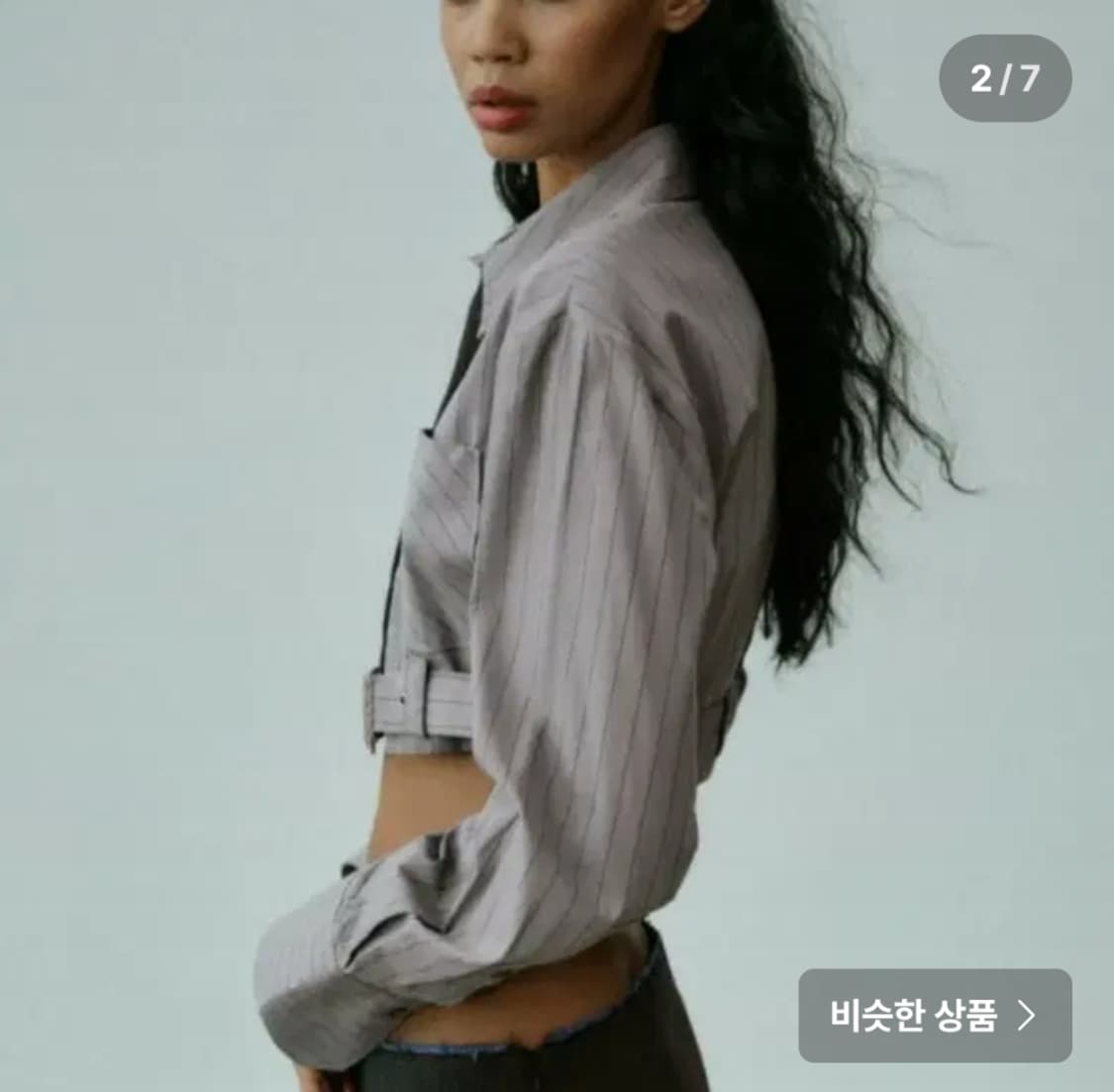 자라 벨트 스트라이프 크롭셔츠 M 상품이미지2