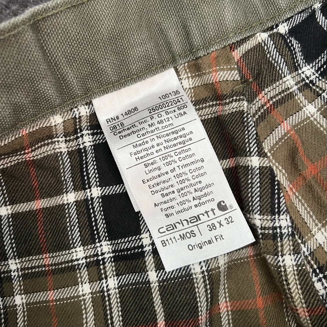 칼하트 B111-MOS 오리지널 카펜터 워크팬츠 상품이미지6