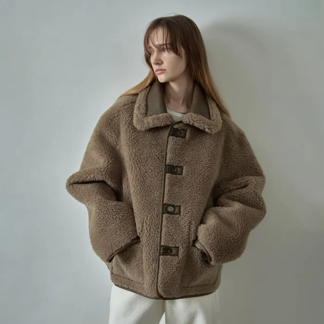 파사드패턴 빈티지 램스울 리버시블 무스탕 브라운 상품이미지2