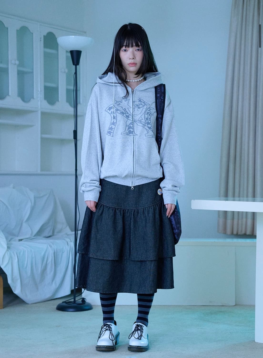 나이스고스트클럽 로우라이즈 데님스커트 블랙 S 상품이미지2