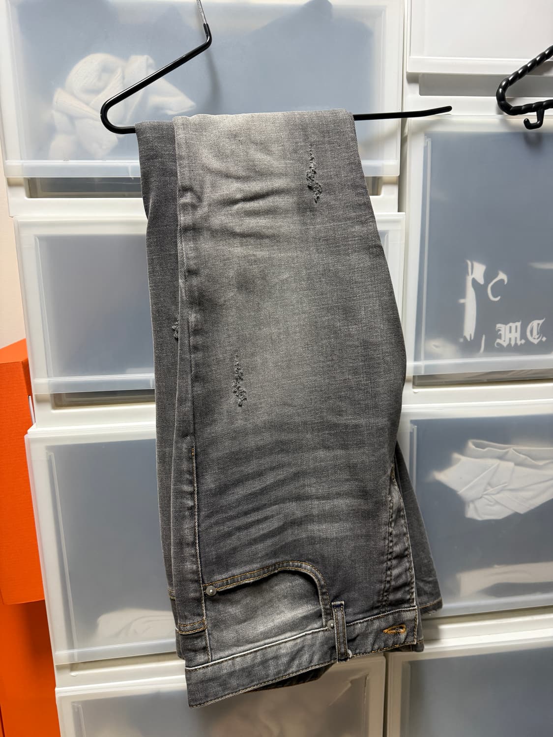 언더마이카 리전.03 슬림핏 블루 스티치 워시드 진 워시드 그레이 상품이미지4