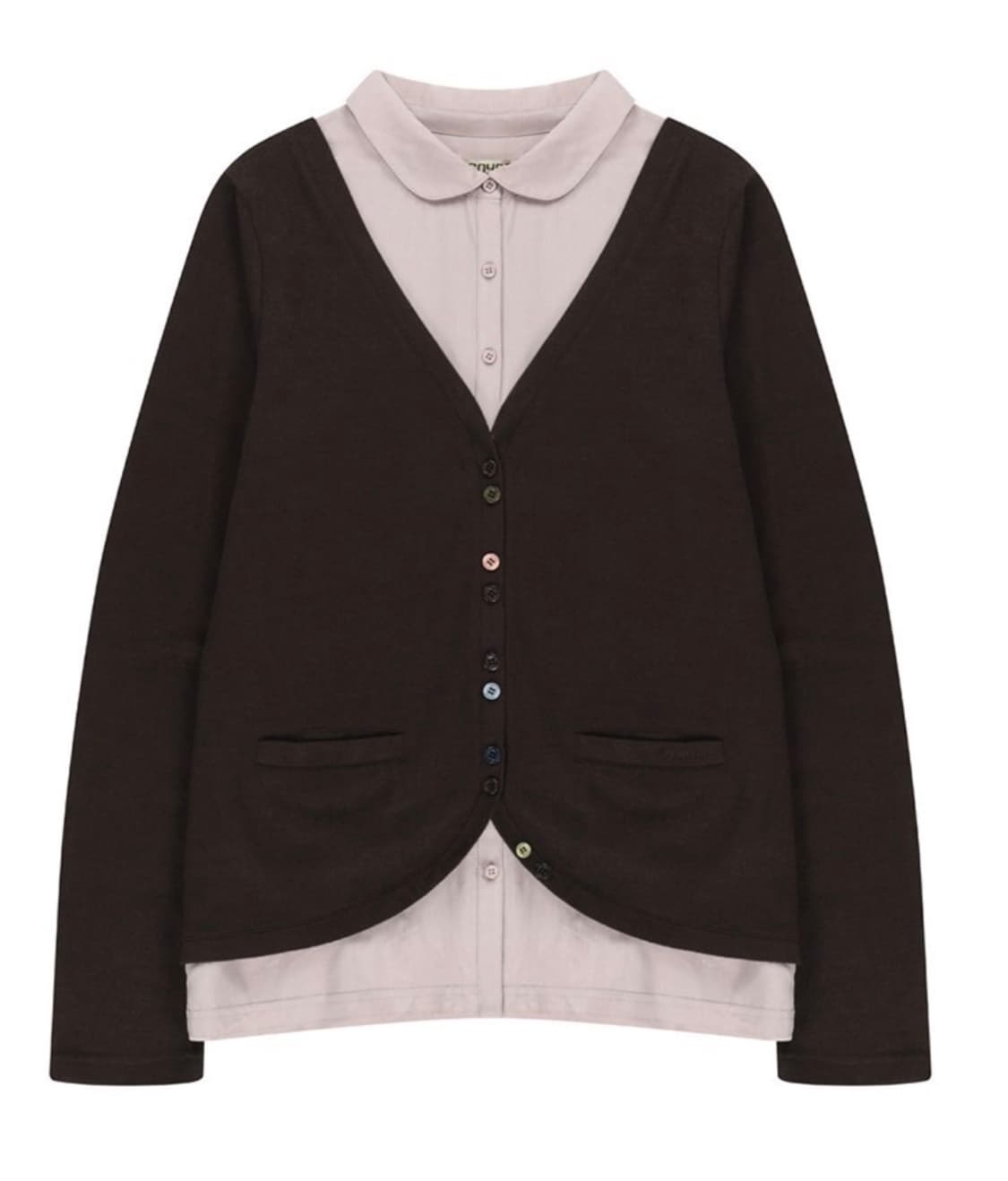 코이세이오 레이어드 셔츠 가디건 브라운 상품이미지1