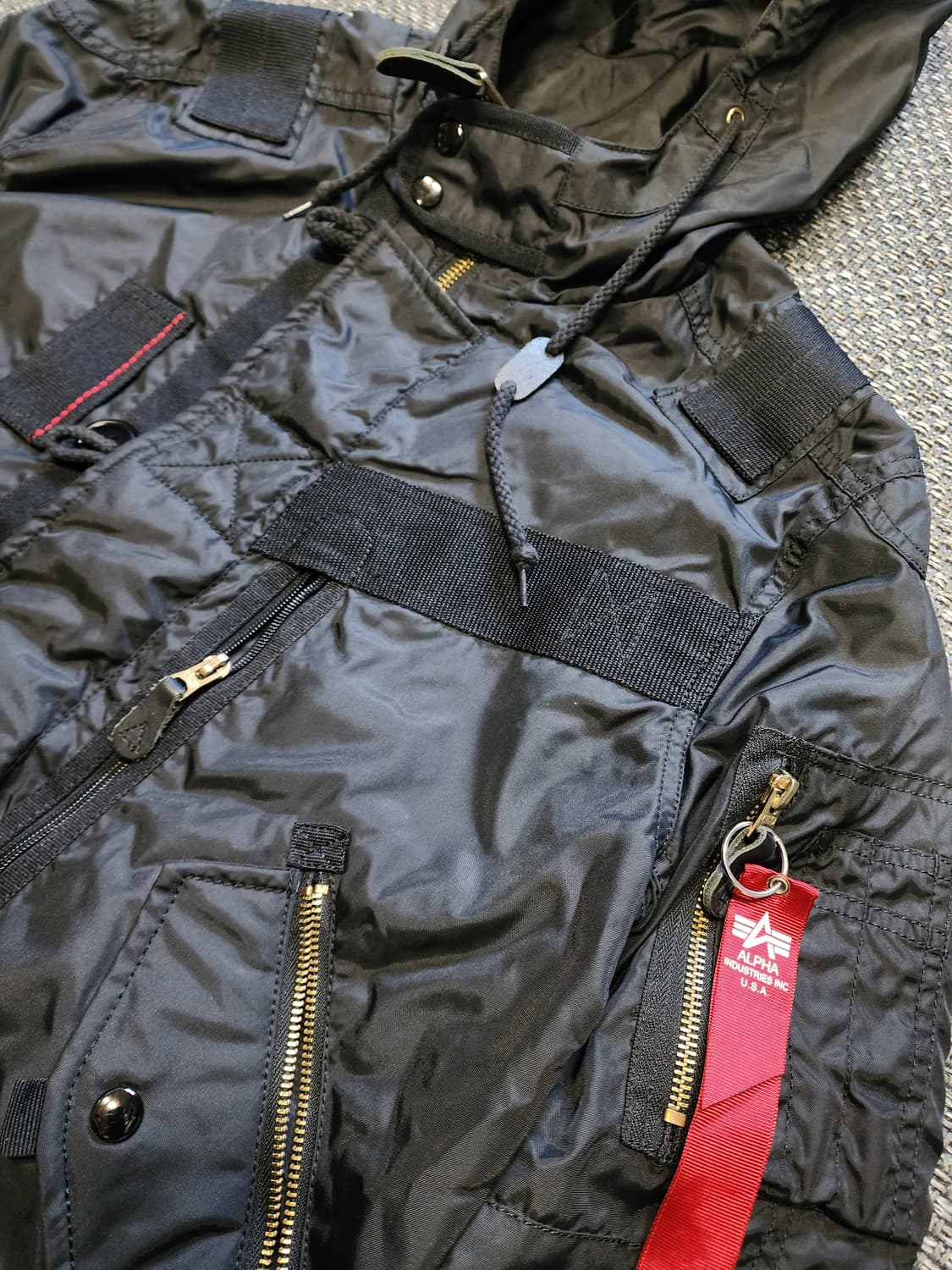 알파인더스트리 후드 MA-1 블랙 항공자켓 상품이미지7