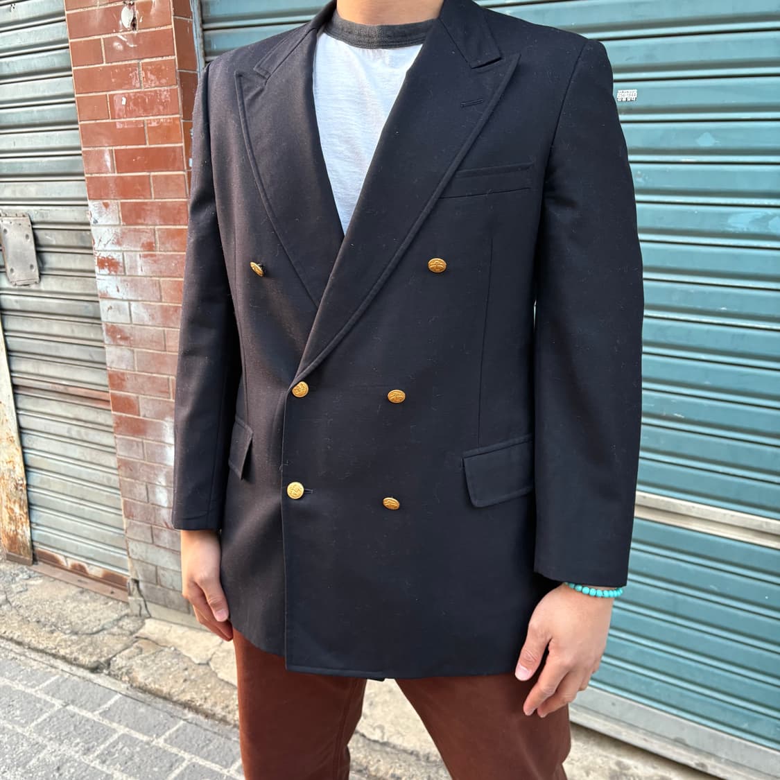 브룩스 브라더스 네이비 더블 브레스티드 골드 버튼 블레이저 상품이미지2