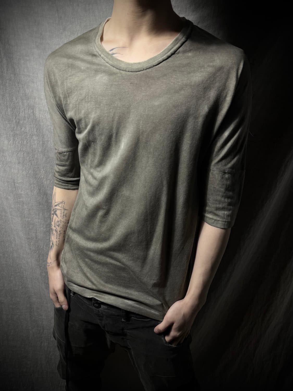 Overdyed Layered 3/4 Sleeve T-Shirt 상품이미지1
