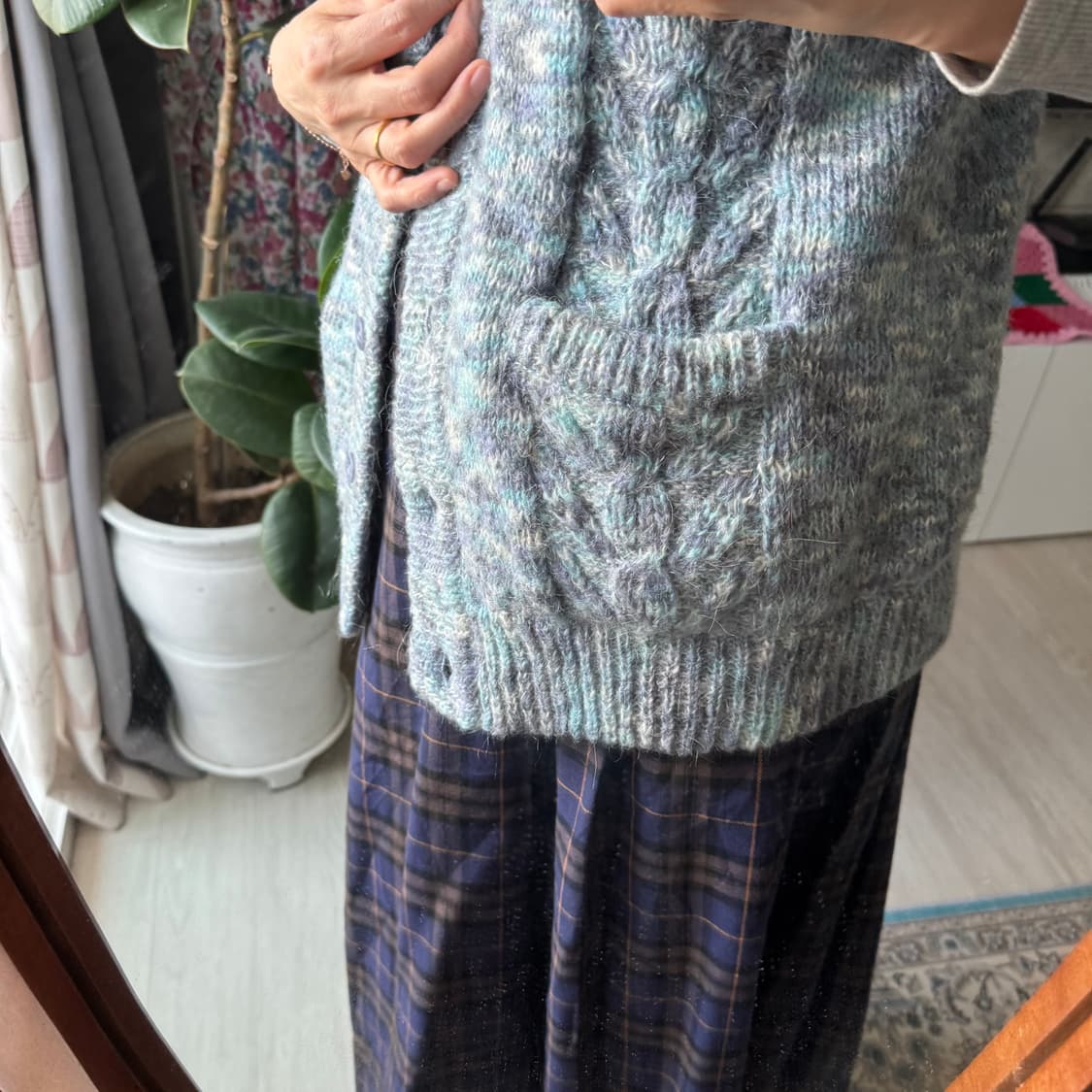 민트그레이믹스 빈티지 니트조끼 주머니 베스트 상품이미지6