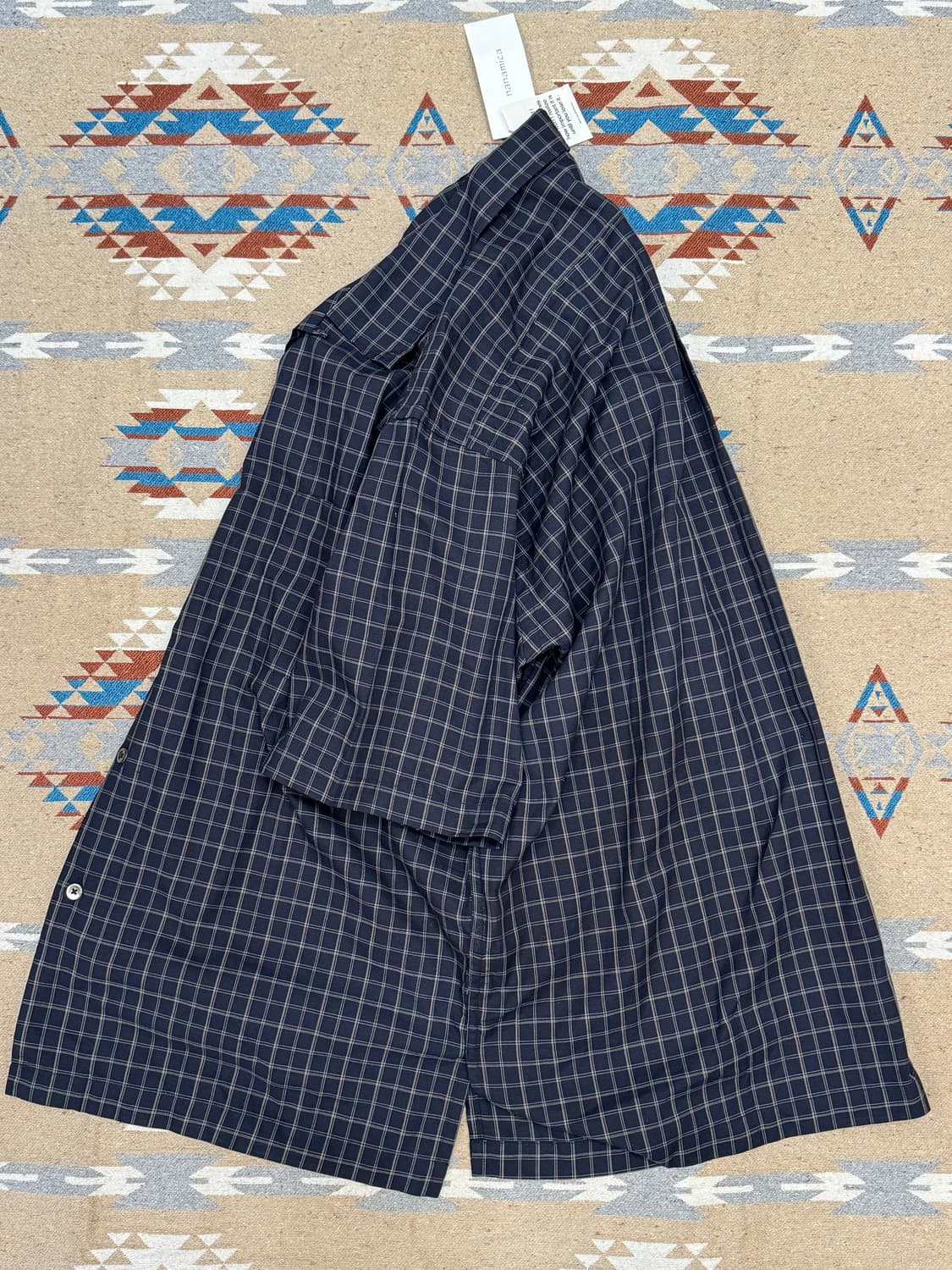 [XL][105] 나나미카 오픈 카라 파나마 플레이드 셔츠 네이비 상품이미지6