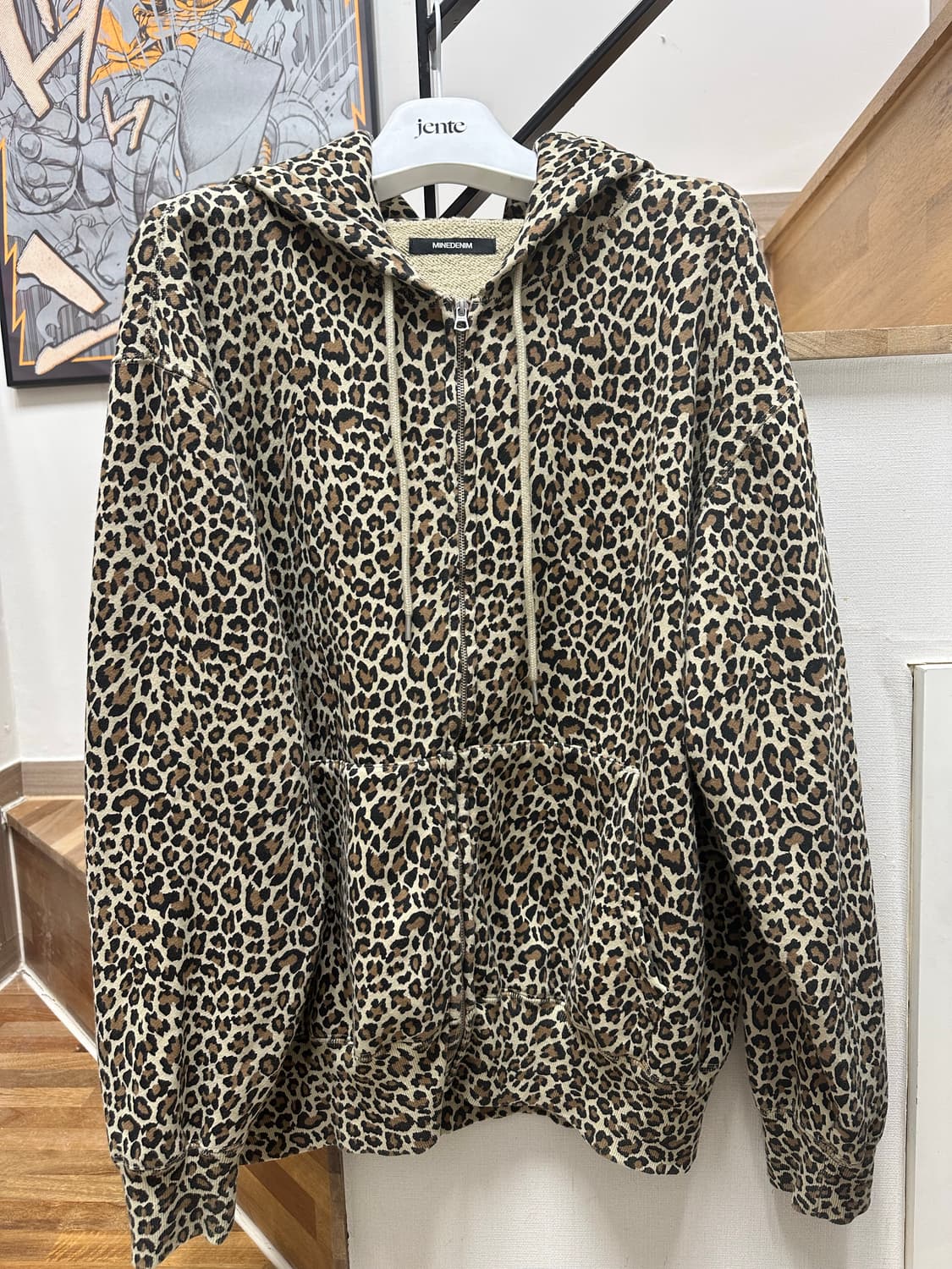 마인데님 레오파드 후드집업 상품이미지1