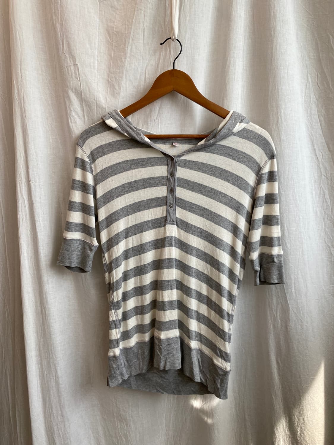 UNIQLO 스트라이프 후드 반팔탑(L) 상품이미지2