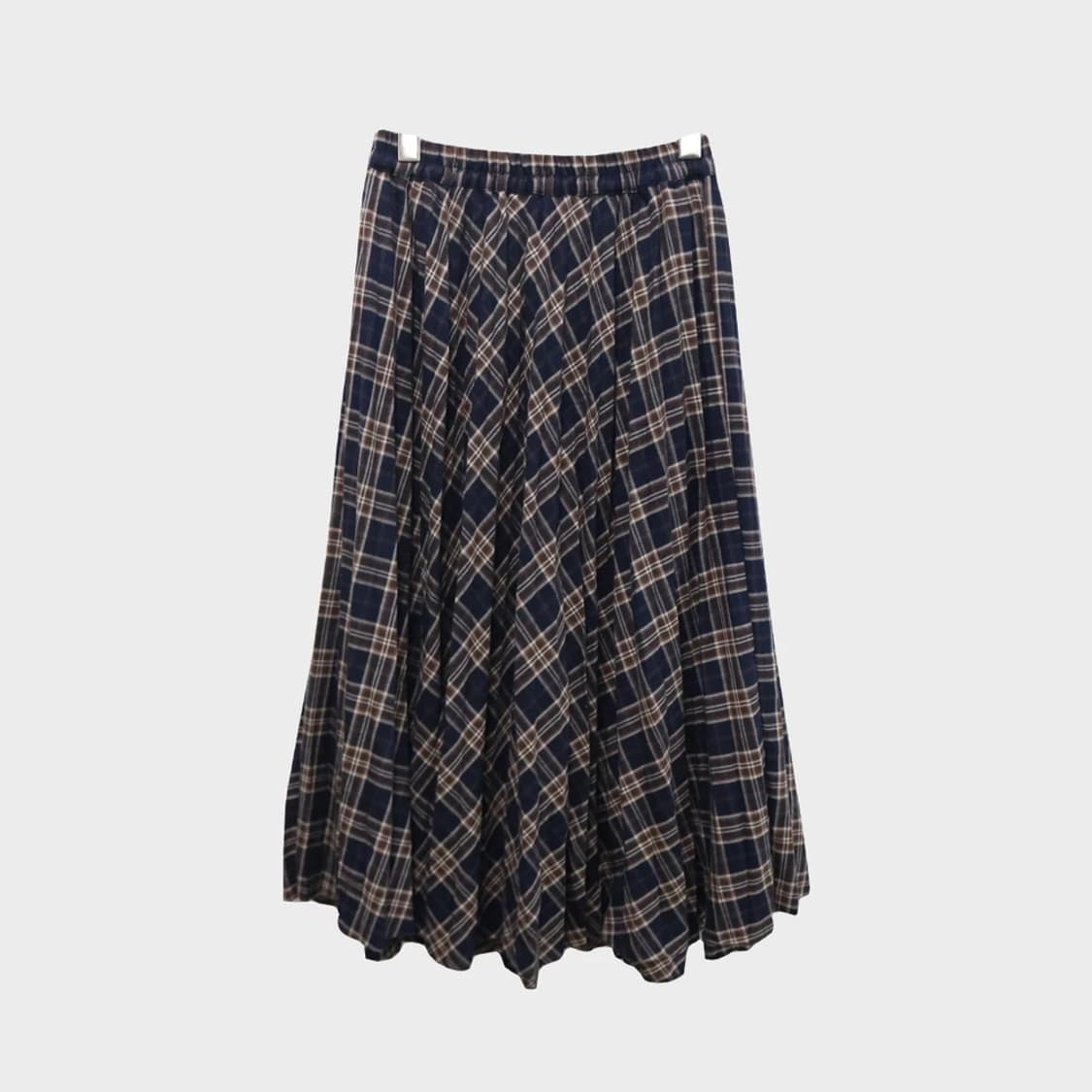 코르자 체크 밴딩 울 혼방 롱 스커트 61168 상품이미지2