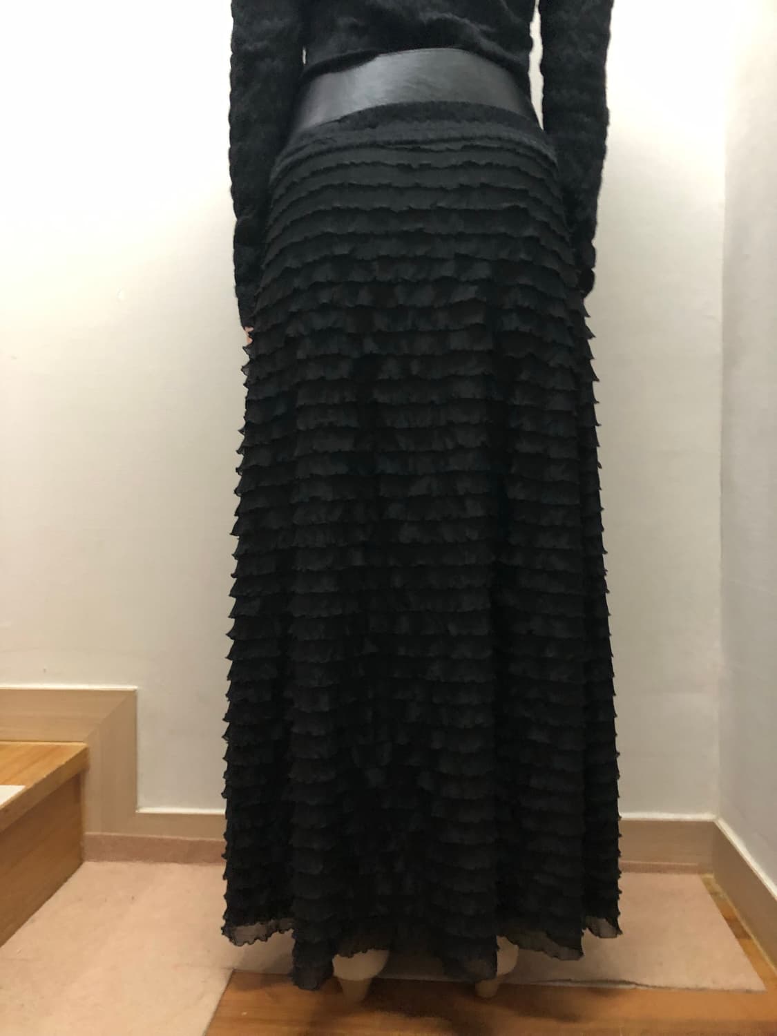 빈티지 블랙 프릴 롱 스커트 상품이미지9