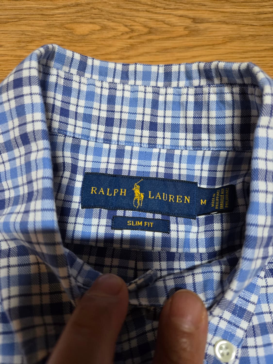 폴로 랄프로렌 옥스포드 남성 블루 체크 반팔 셔츠(M사이즈) 상품이미지6