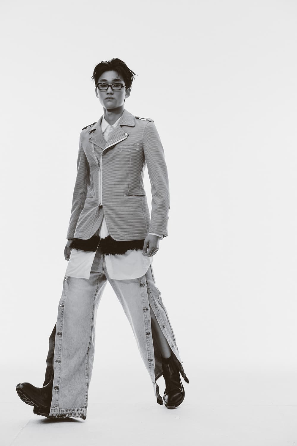 23FW 꼼데가르송 옴므 플러스 레이어드 롱 퍼 셔츠 M 상품이미지8