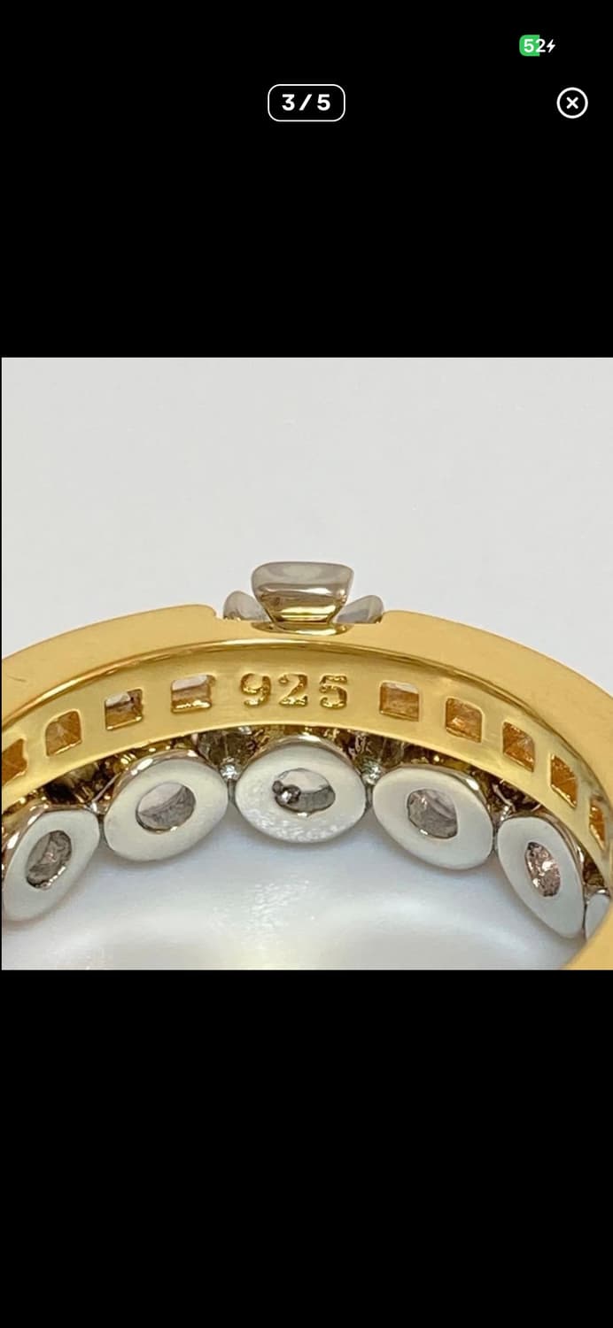 비비안웨스트우드 아카이브 큐빌크리스탈 골드실버 2단링 반지 상품이미지3