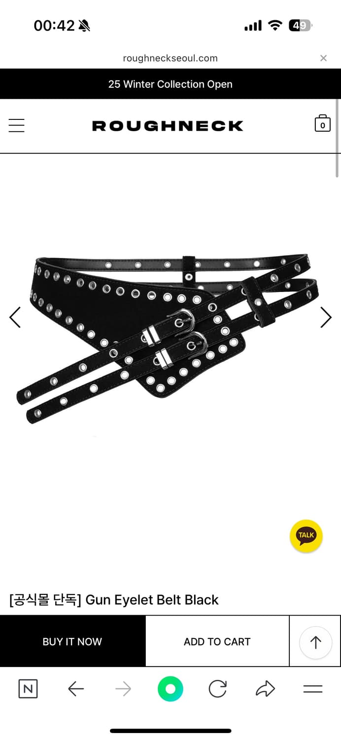 러프넥 벨트 Gun Eyelet Belt Black 상품이미지1