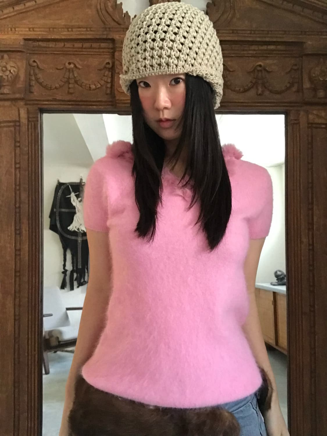 vintage net knit beanie 상품이미지3