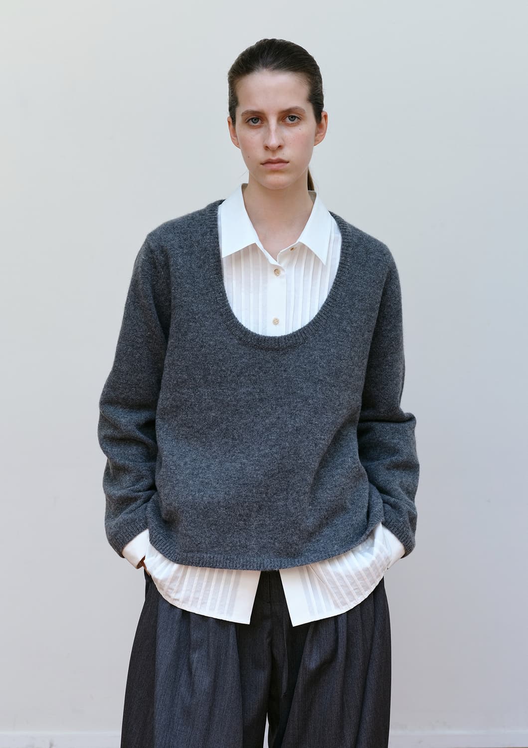 [Unisex] 문달 U넥 니트 그레이 상품이미지2