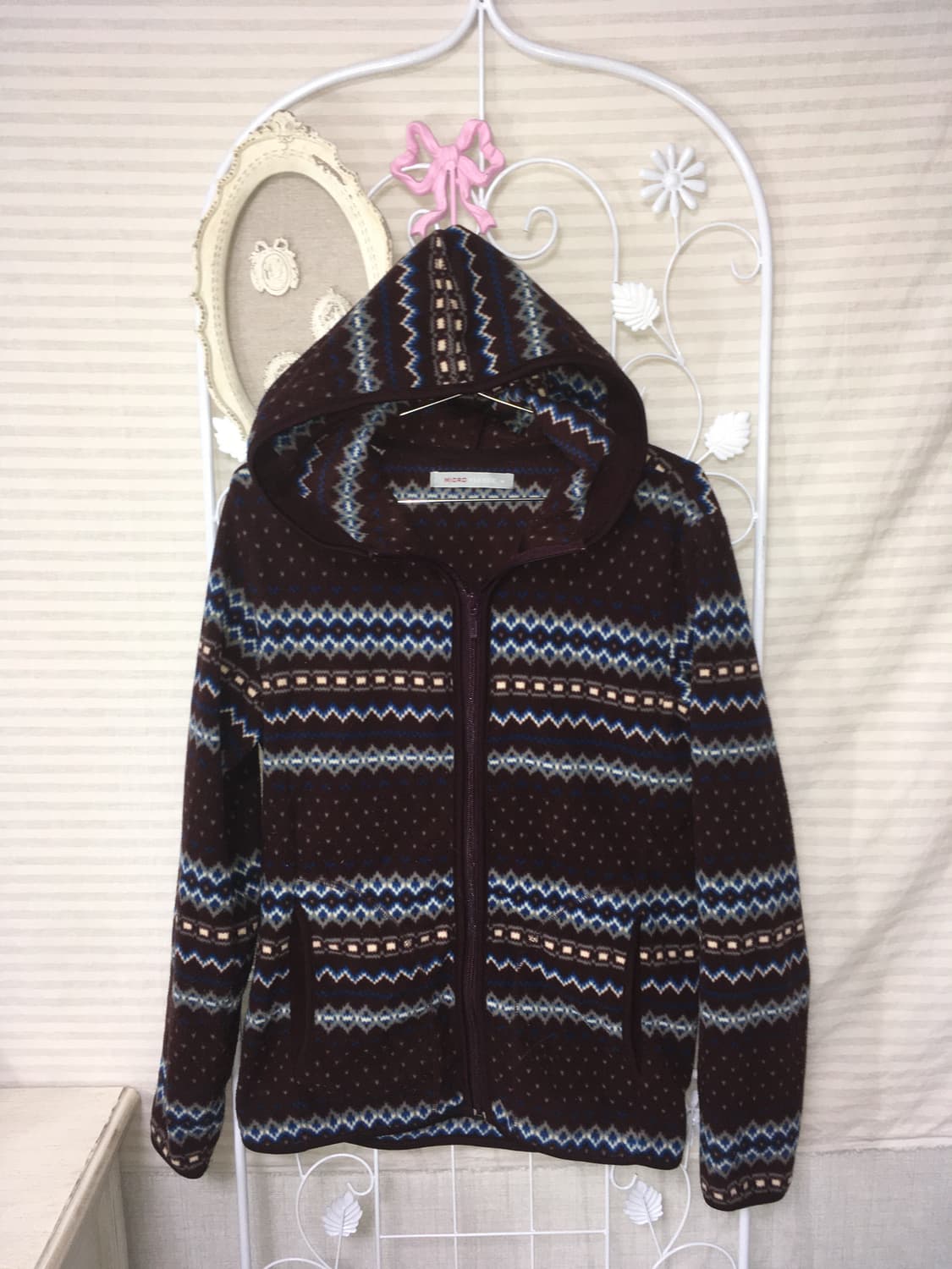 burgundy nordic pattern fleece zipup 상품이미지5