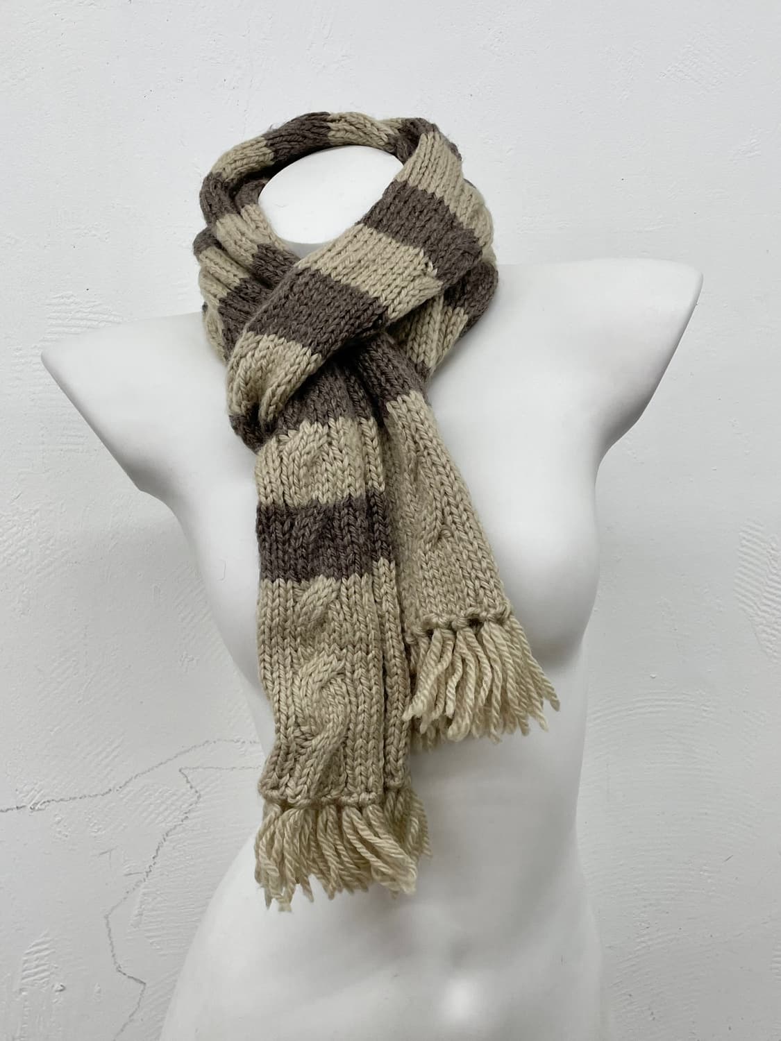 라떼 스트라이프 울 머플러 상품이미지4