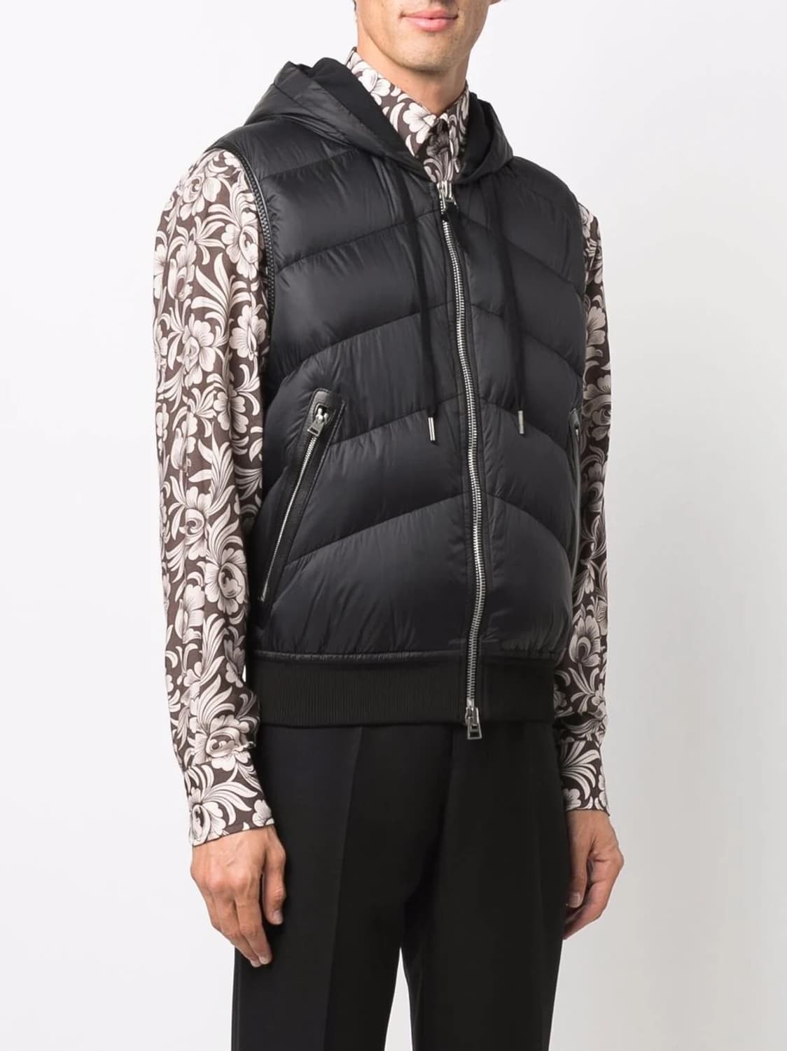 (S+/52) / 톰포드 레더트리밍 블랙 후드 조끼 패딩 상품이미지8