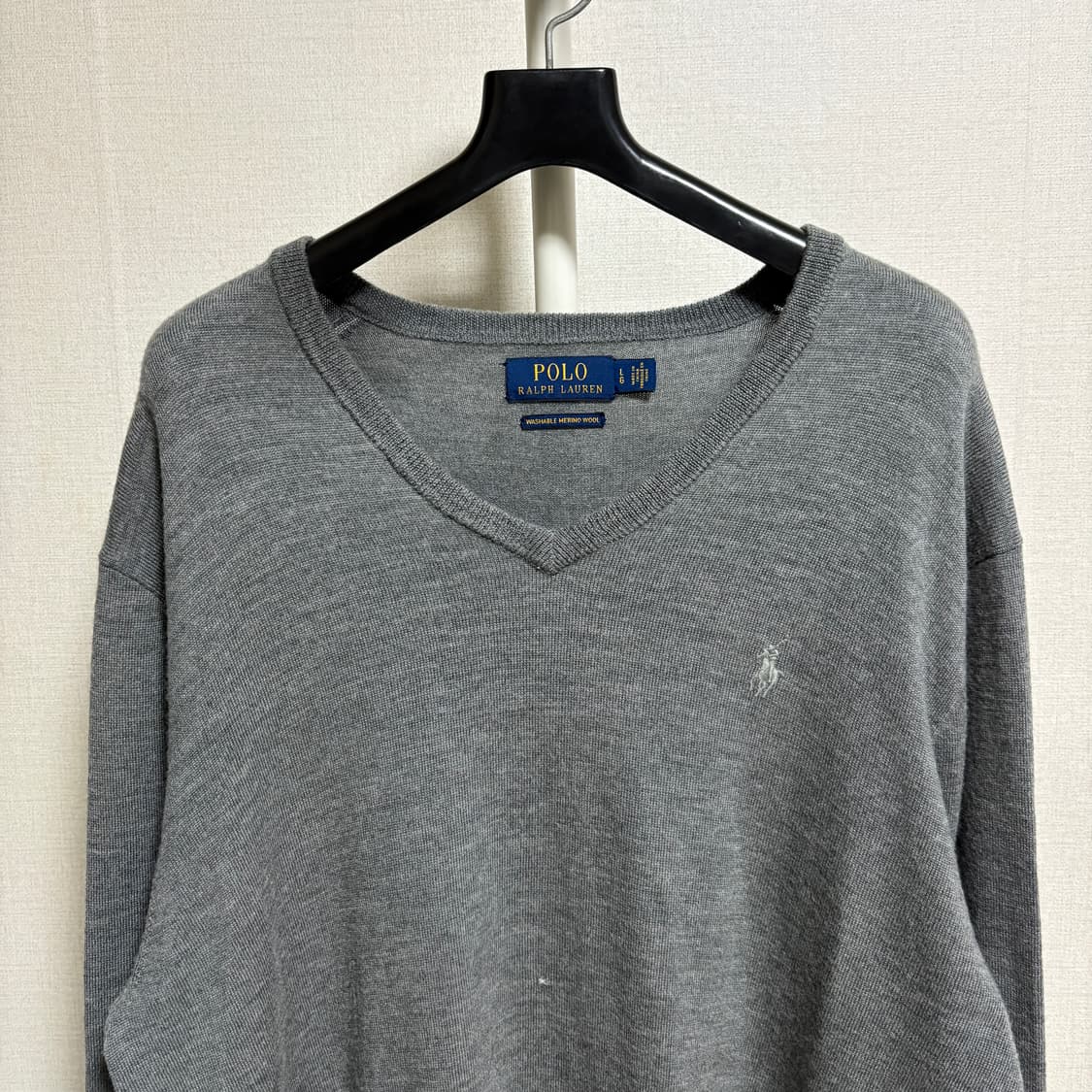 폴로 랄프로렌 워셔블 메리노울 V넥 니트 / 그레이, L 상품이미지2