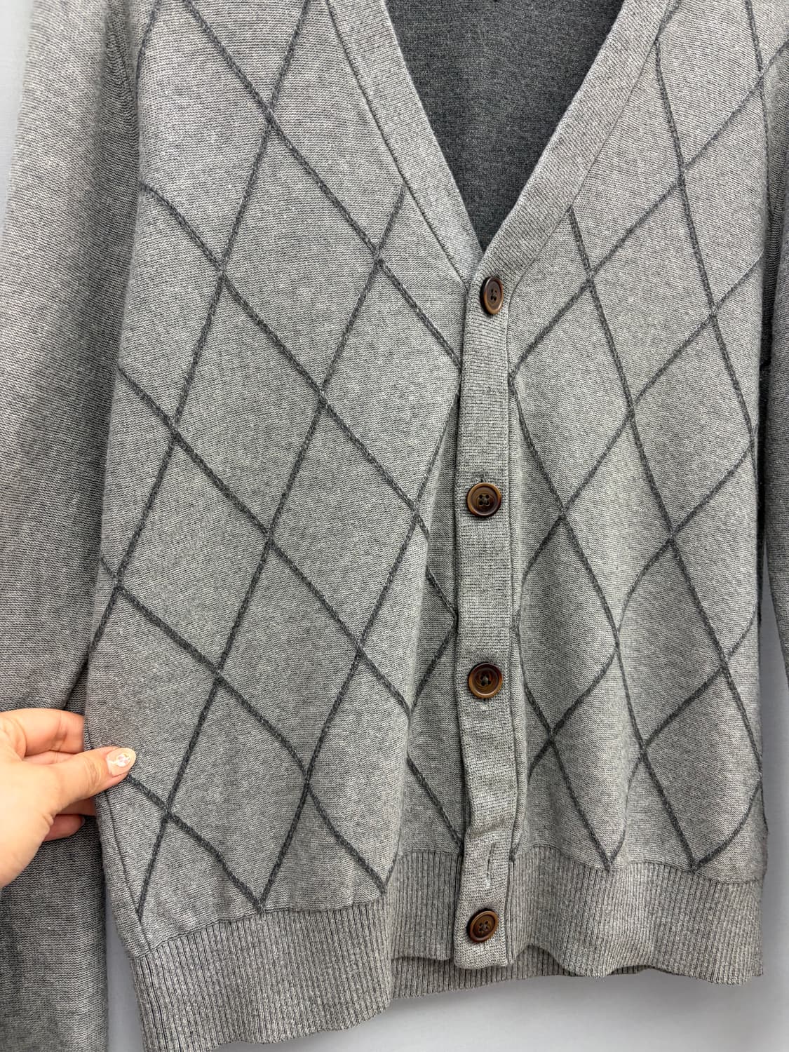 타미힐피거 아가일 니트 가디건 그레이 상품이미지5