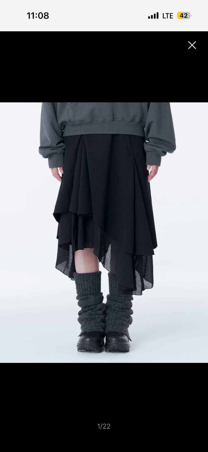 미세키서울 Unbalanced layered skirt BLACK 상품이미지1