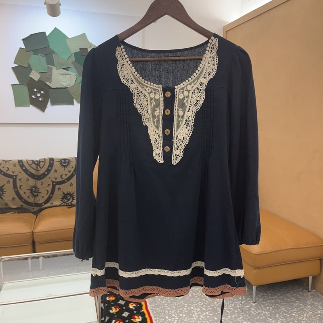 빈티지 모리걸 키치 여리 레이스 블라우스 90 C07664 상품이미지3