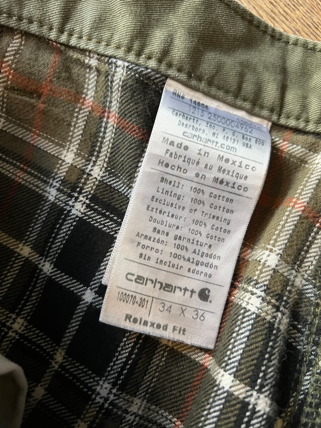 [34]칼하트 USA 체크라이닝 빈티지 페인팅 모스그린 싱글니 워크 팬츠 상품이미지4