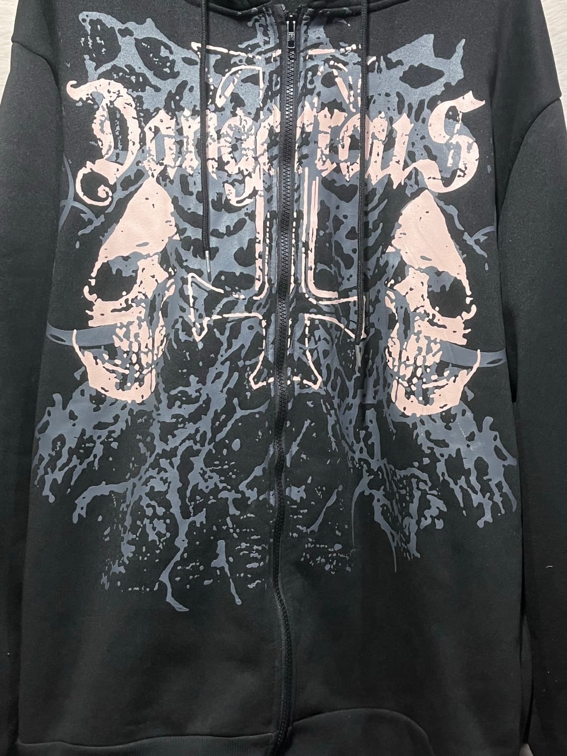 오버핏 해골 프린팅 후드집업 상품이미지3