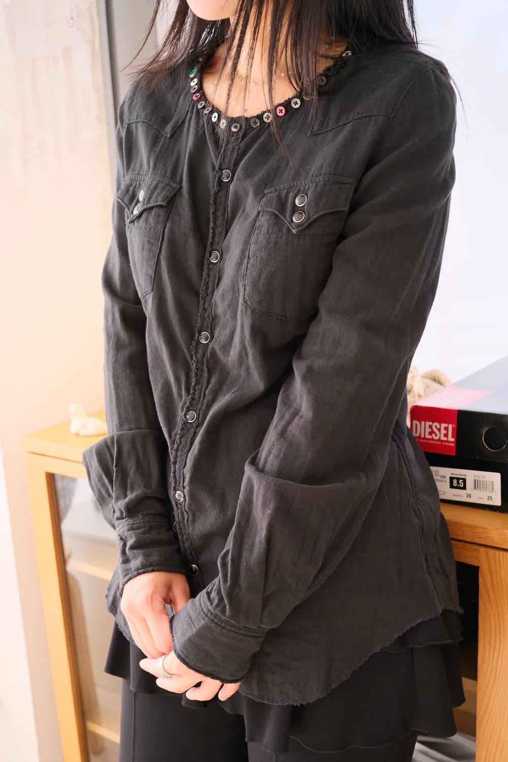 Button trimming shirts 상품이미지4