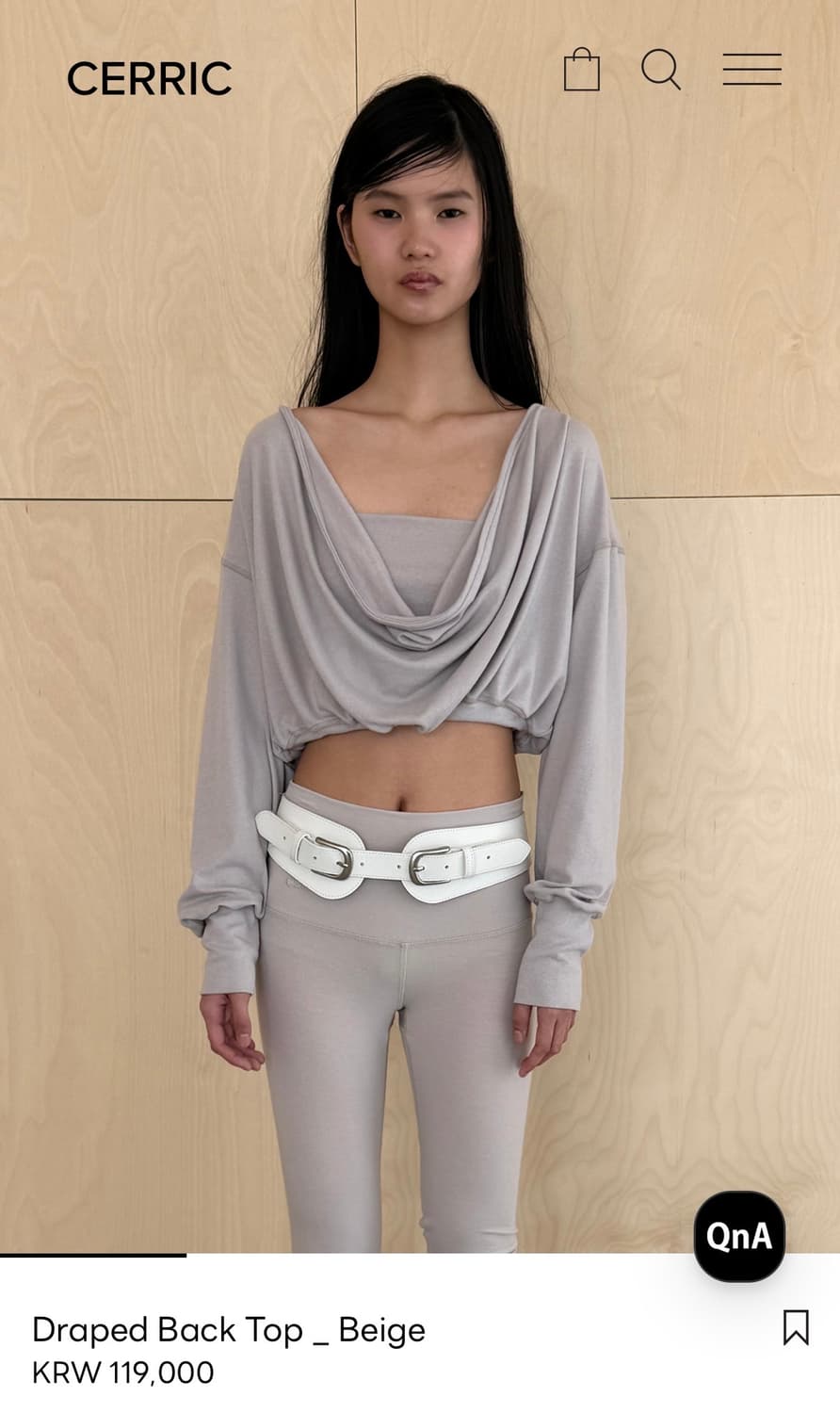 (구해요) 세릭 드레이프 백 탑 베이지 차콜 상품이미지1