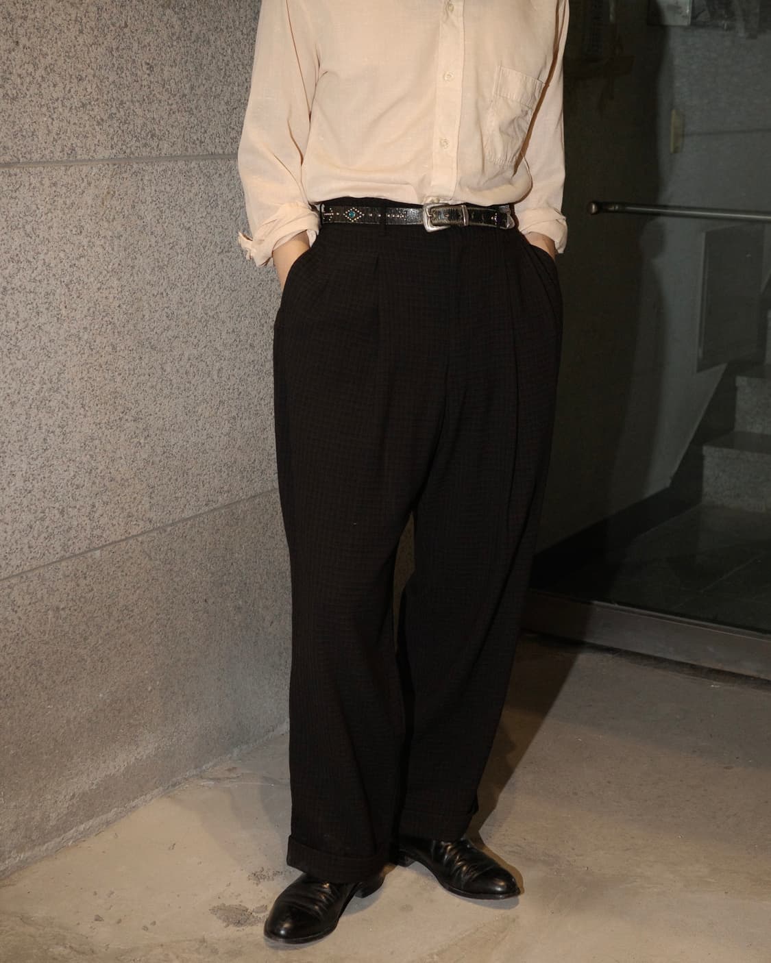 50‘s 빈티지 레이온 자카드 테일러 와이드 슬랙스 상품이미지10