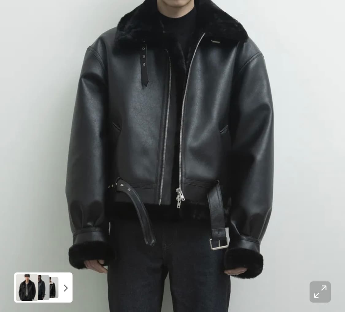 003 비건 레더 벨트 무스탕 블랙 미착용 새상품 상품이미지1