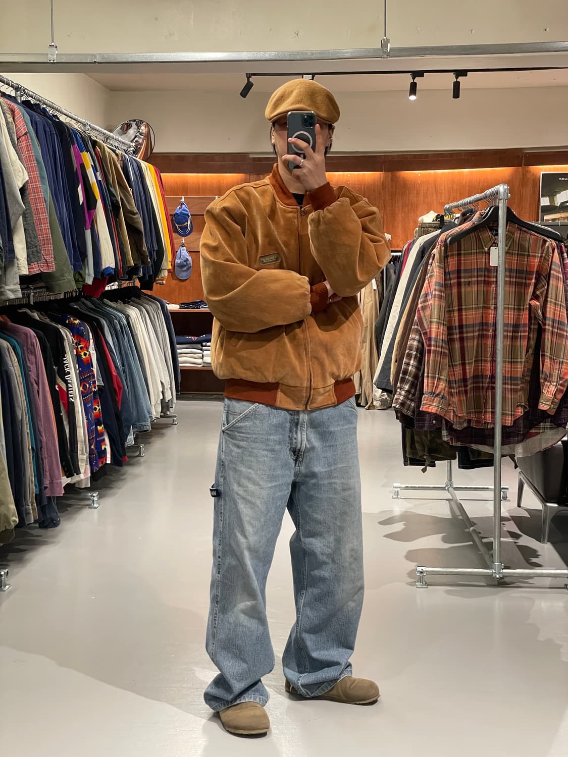 90’s 빈티지 봄버 스웨이드 자켓   상품이미지5