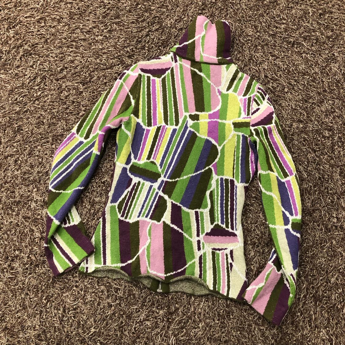 미쏘니 하이넥 멀티컬러 니트 집업 자켓 상품이미지4