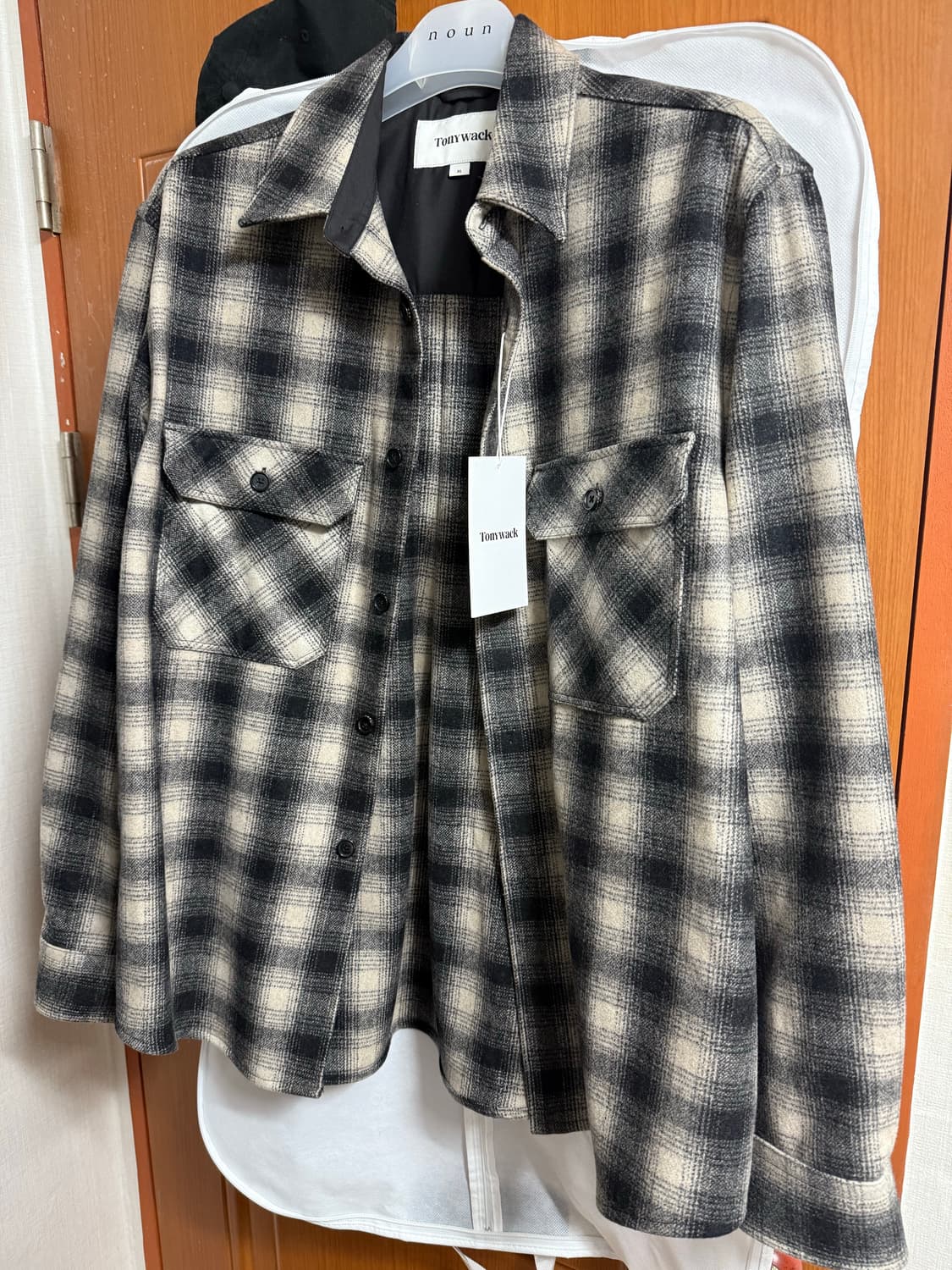 토니웩 옴브레 울 체크 셔츠 블랙 에크루 XL 상품이미지2