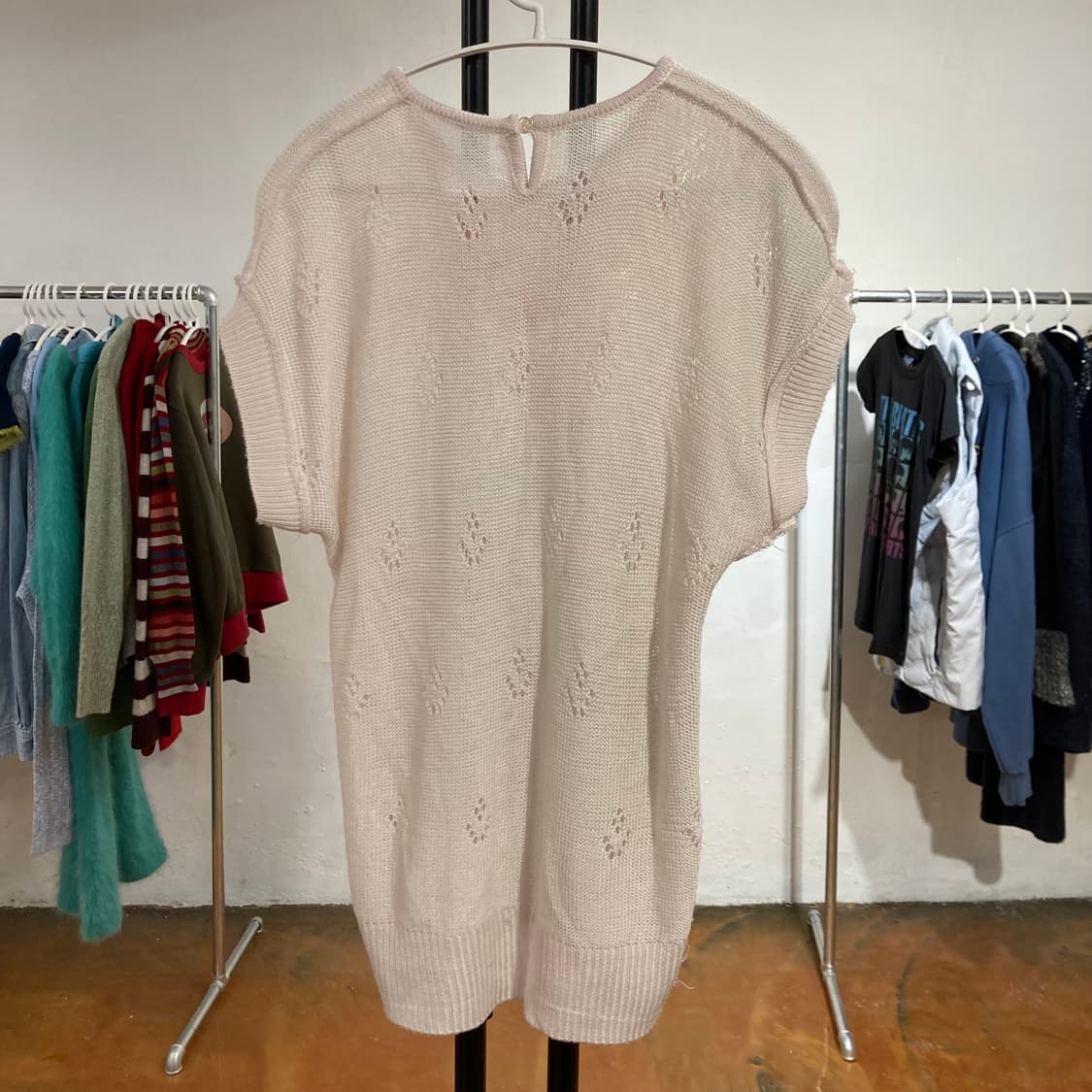 빈티지 연핑크 반팔 니트티 상품이미지6