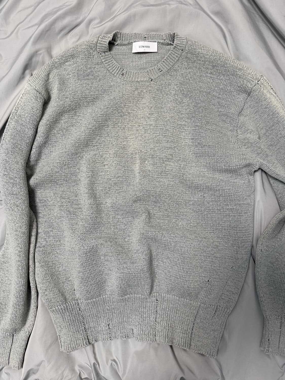 르마드 데미지 라운드 니트 그레이 3사이즈 상품이미지3