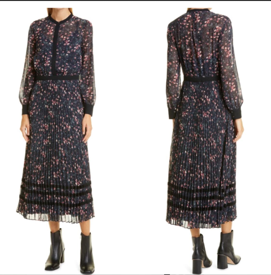 클럽모나코 진네이비 플라워 쉬폰 롱원피스 0사이즈 상품이미지2