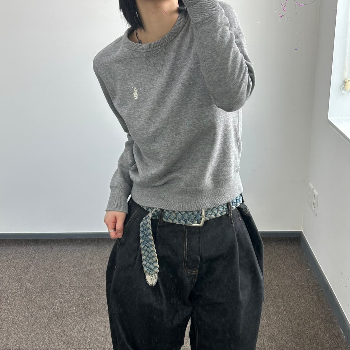 Polo 폴로 화이트 로고 그레이 맨투맨 상품이미지2