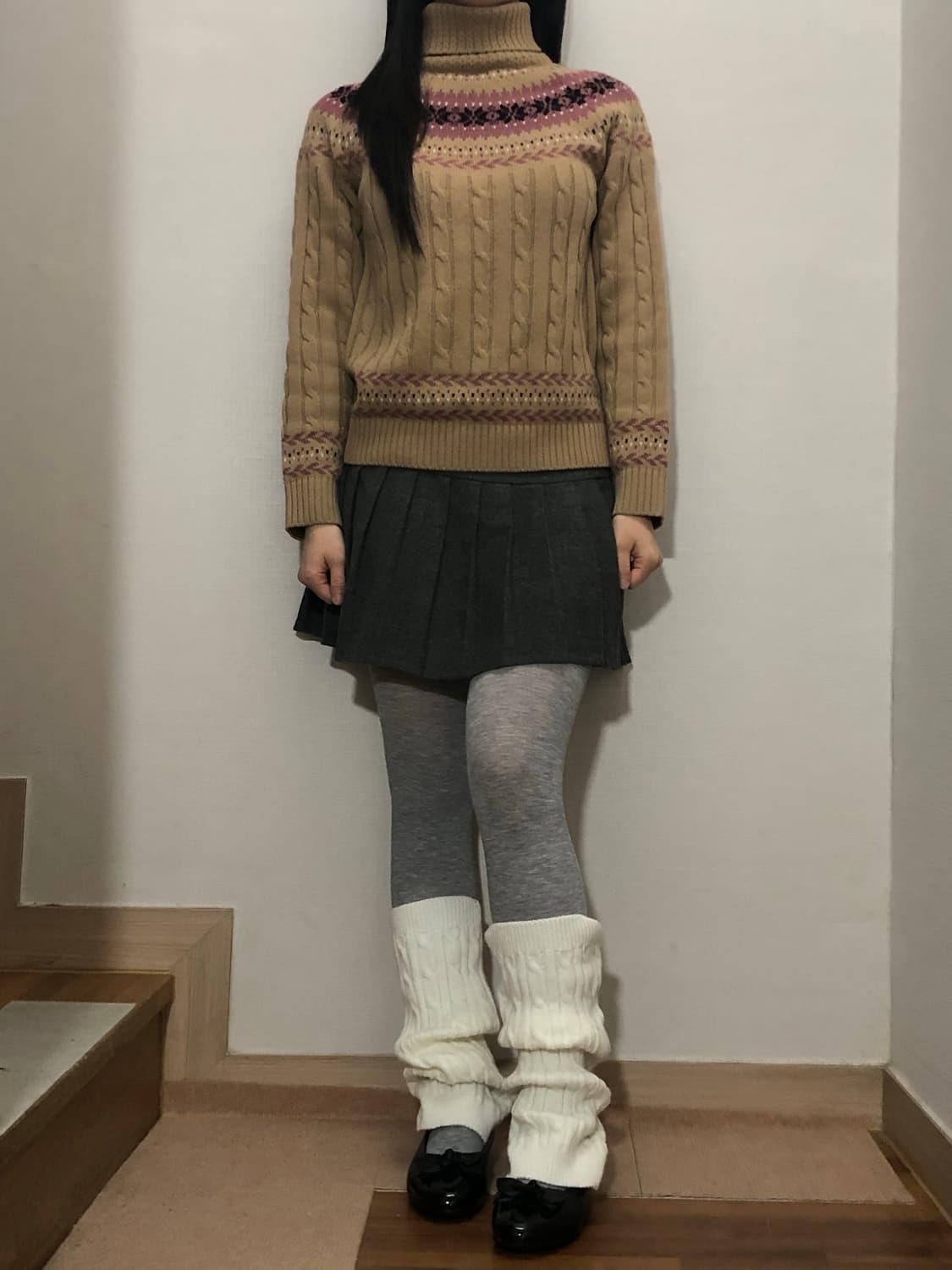 빈티지 베이지 핑크 노르딕 니트 상품이미지3