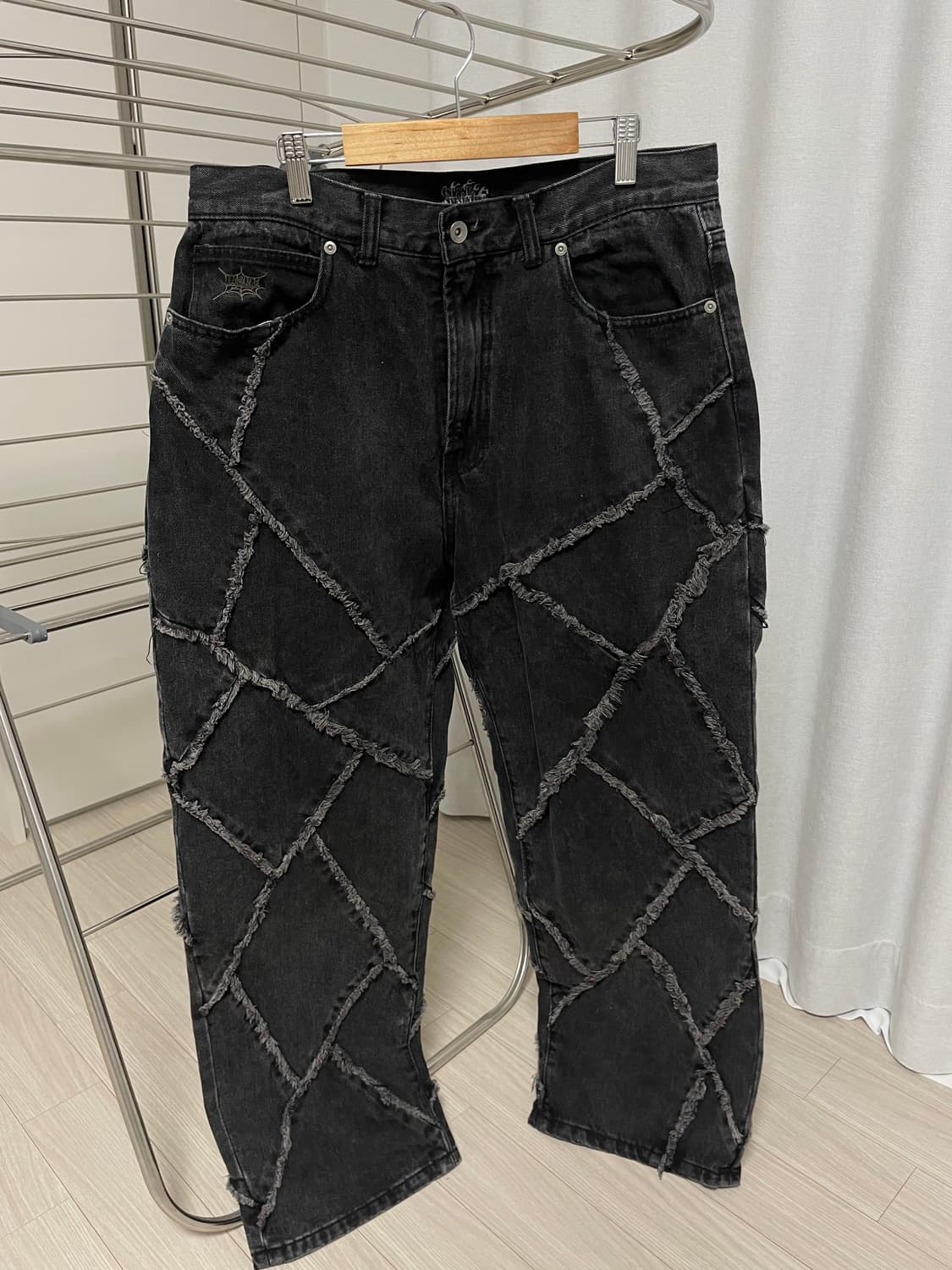 [M] 예스아이씨 x 인세인 개러지 와이드 모터 흑청데님 팬츠 상품이미지1