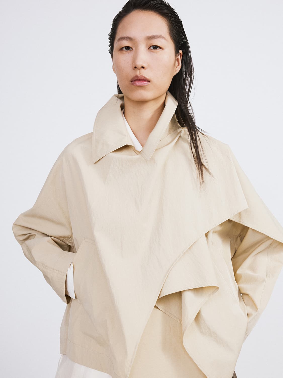 렉토 RECTO 머플러 랩 코트 옐로우 베이지 상품이미지3