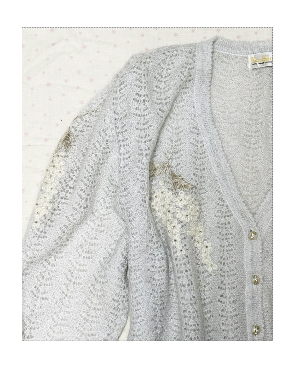 레이스 연그레이 아카시아 플라워 자수가디건 상품이미지2