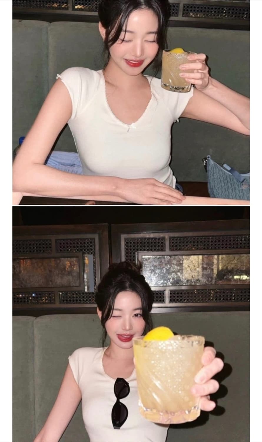 장원영 타미진스 브이넥 티셔츠 옐로우 (59000원) 상품이미지1