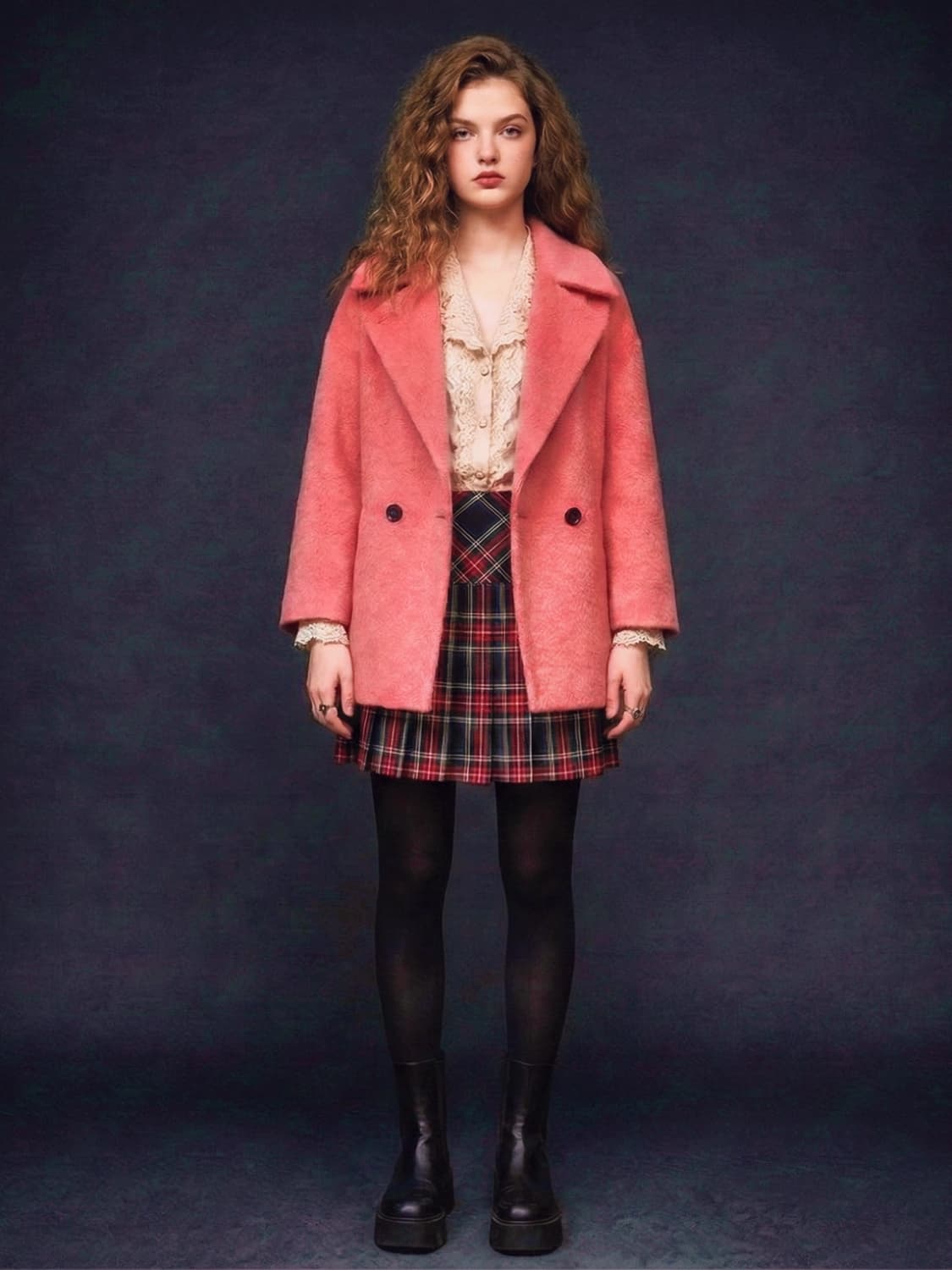 코랄핑크 부클 코트 상품이미지1