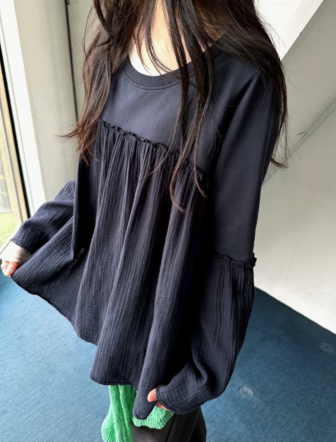 Design panel wide L/S top 상품이미지3