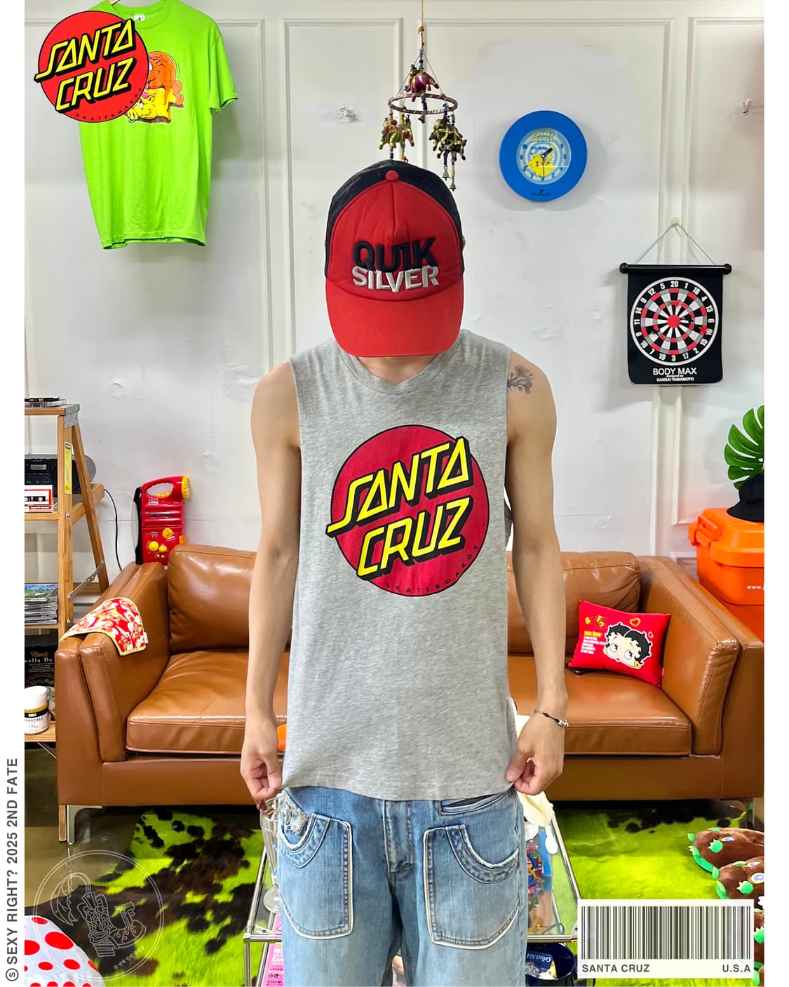 SANTA CRUZ Sleeve Cutting Vtg T-Shirt 상품이미지1